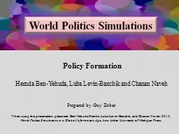 Policy Formation Hemda  Ben-Yehuda,