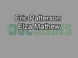 Eric Patterson Elza Mathew