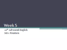 Week 5 12 th  Advanced English