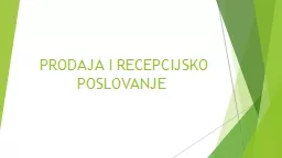 PRODAJA I RECEPCIJSKO POSLOVANJE