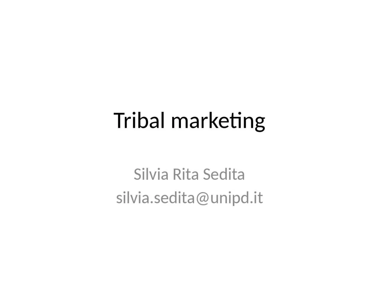 PPT-Tribal marketing