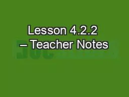 Lesson 4.2.2 – Teacher Notes