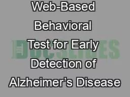 Automated Web-Based Behavioral Test for Early Detection of Alzheimer’s Disease