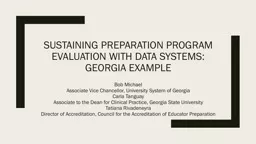 PPT-Sustaining Preparation Program Evaluation with Data Systems: Georgia Example