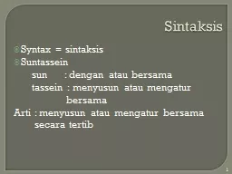 PPT-Sintaksis Syntax = sintaksis