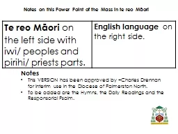 Te reo Māori  on  the left side with iwi/ peoples and pirihi/ priests parts.