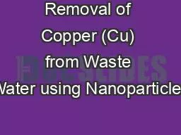 Removal of Copper (Cu) from Waste Water using Nanoparticles