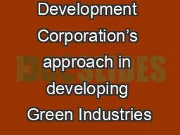 Industrial Development Corporation’s approach in developing Green Industries