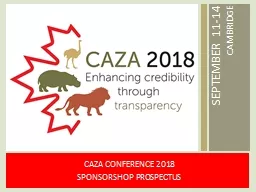 CAZA CONFERENCE 2018 SPONSORSHOP PROSPECTUS