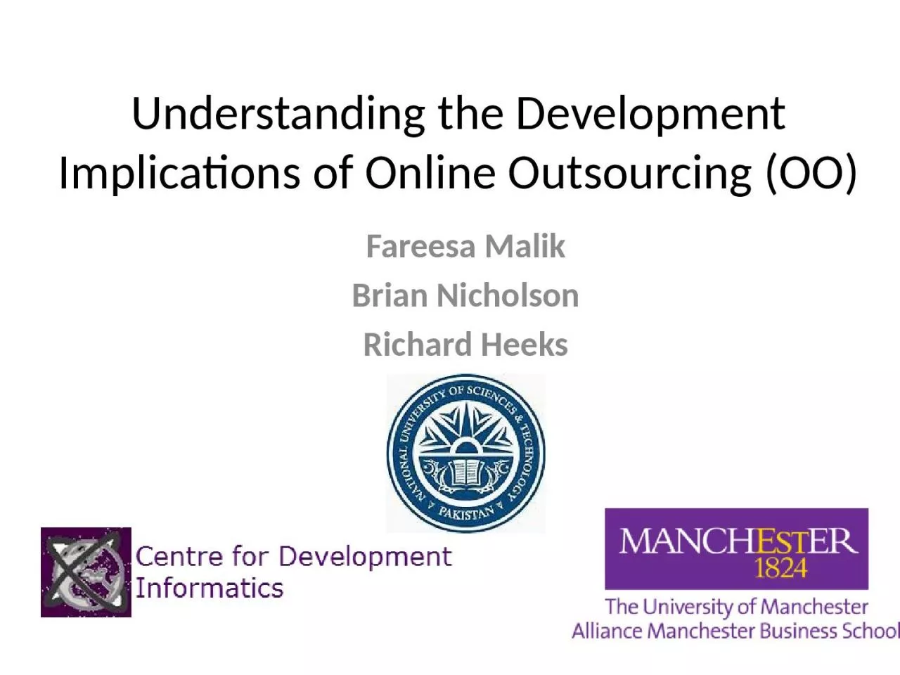 PPT-Understanding the Development Implications of Online Outsourcing (OO)