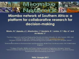 ) Miombo network of Southern Africa: a platform for collaborative research for decision-