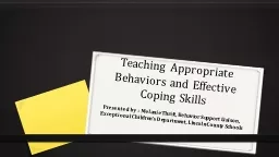 Teaching Appropriate Behaviors and Effective Coping Skills