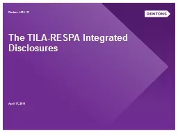 The  TILA-RESPA  Integrated Disclosures
