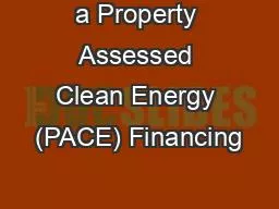 a Property Assessed Clean Energy (PACE) Financing
