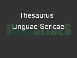 Thesaurus  Linguae Sericae