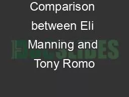 Comparison between Eli Manning and Tony Romo