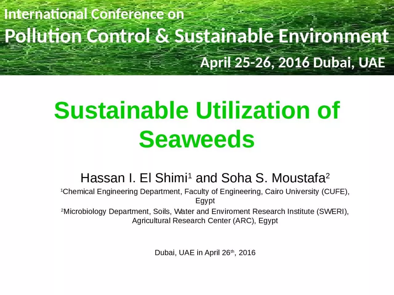 PPT-Sustainable Utilization of Seaweeds