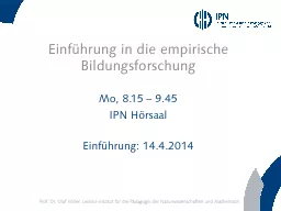 Einführung in die empirische Bildungsforschung