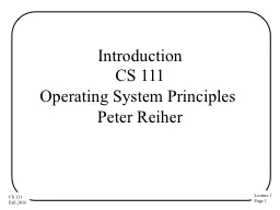 Introduction CS   111 Operating