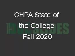 CHPA State of the College Fall 2020