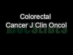 Colorectal Cancer J Clin Oncol