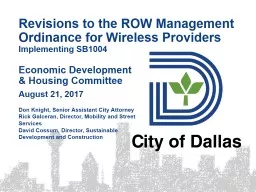 Revisions to the ROW Management Ordinance for Wireless Providers