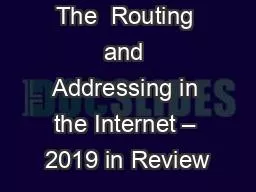 The  Routing and Addressing in the Internet – 2019 in Review