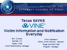 Texas SAVNS Victim Information and Notification Everyday