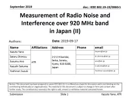 Measurement of Radio Noise and Interference over 920 MHz band  in Japan (II)