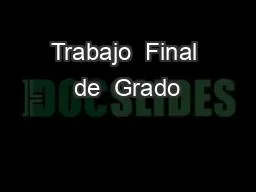 Trabajo  Final de  Grado