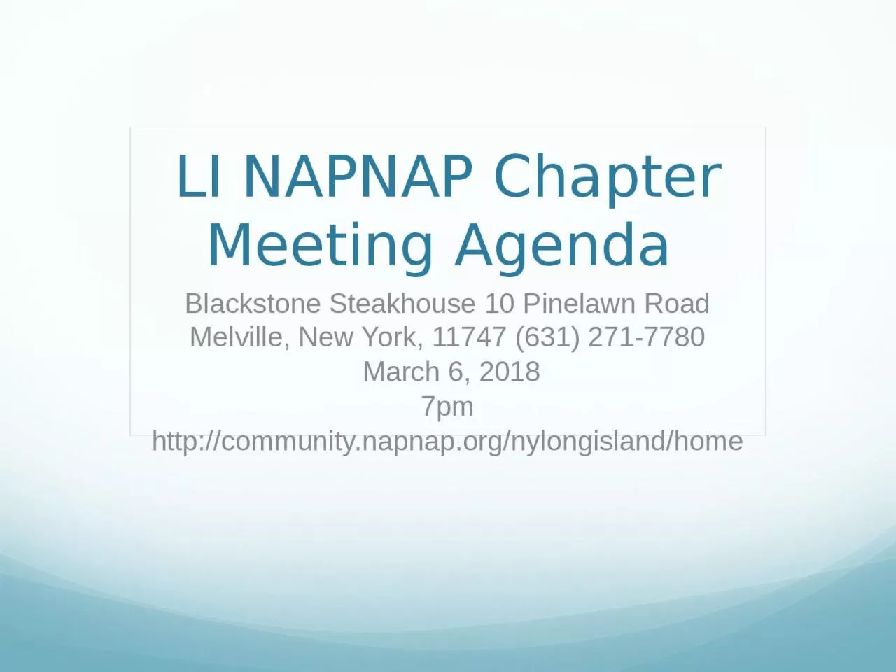 PPT-LI NAPNAP Chapter Meeting Agenda