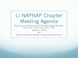 LI NAPNAP Chapter Meeting Agenda