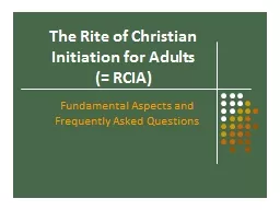 The Rite of Christian  Initiation for