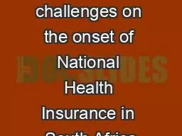 Public hospital challenges on the onset of National Health Insurance in South Africa