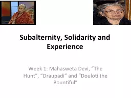 Subalternity , Solidarity and Experience