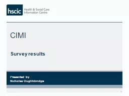 CIMI Survey results 1 Presented by