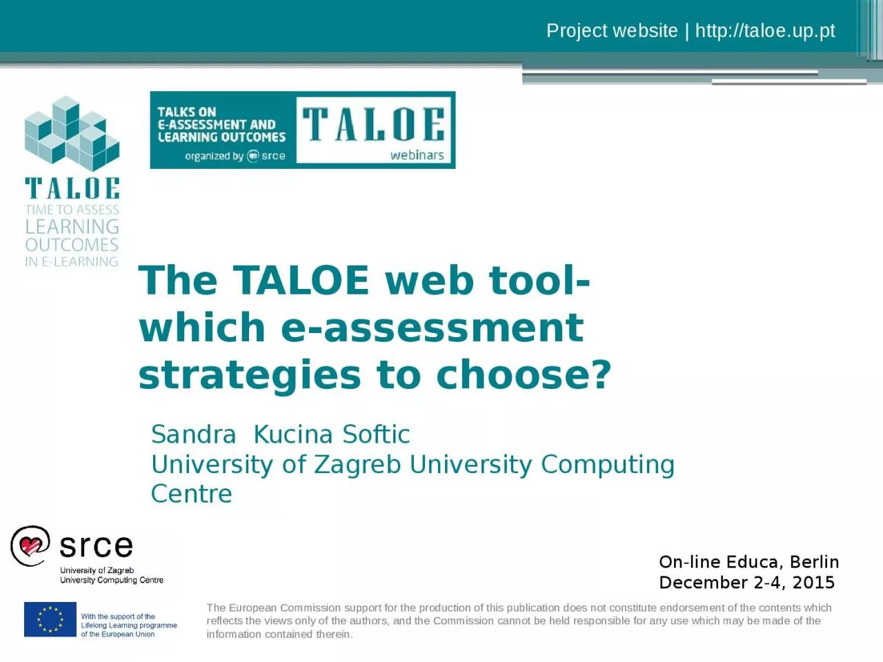 PPT-The TALOE web tool- which e-assessment strategies to choose?