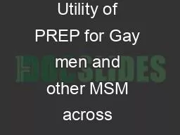 The Potential Utility of PREP for Gay men and other MSM across Sub-Saharan Africa
