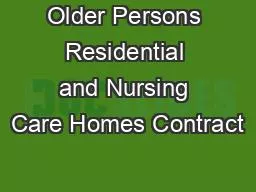 Older Persons Residential and Nursing Care Homes Contract