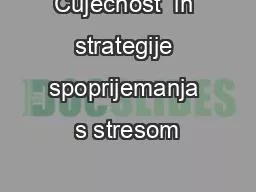 Čuječnost  in strategije spoprijemanja s stresom