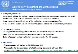 Working Party on Lighting and Light-Signalling General information and WP.29 highlights