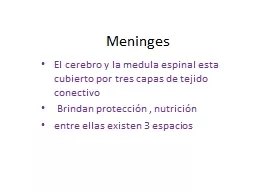 Meninges El cerebro y la medula espinal esta cubierto por tres capas de tejido conectivo