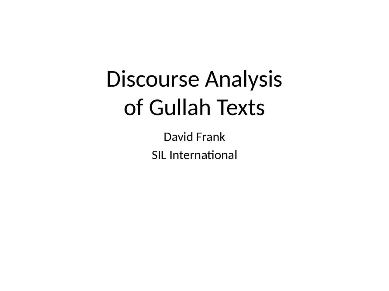 PPT-Discourse Analysis of Gullah Texts