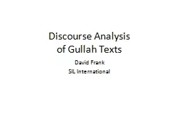 Discourse Analysis of Gullah Texts