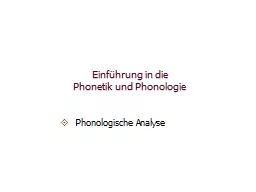 Einf hrung in die  Phonetik und Phonologie