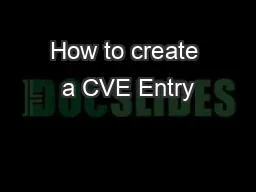 How to create a CVE Entry