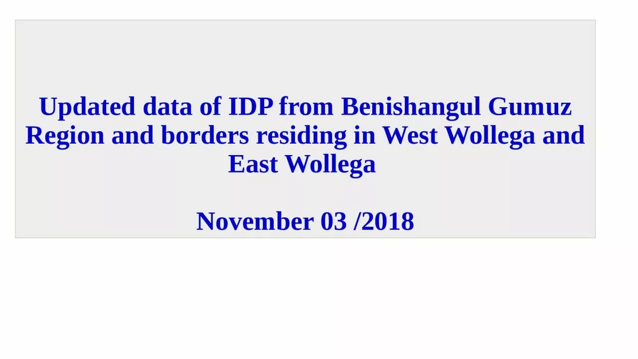 PPT-Updated data of IDP from Benishangul Gumuz Region and borders residing in West Wollega