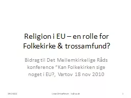 Religion i EU – en rolle for Folkekirke & trossamfund?