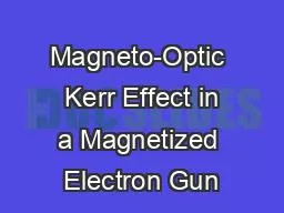 Magneto-Optic Kerr Effect in a Magnetized Electron Gun