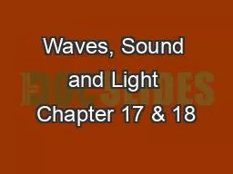 Waves, Sound and Light Chapter 17 & 18